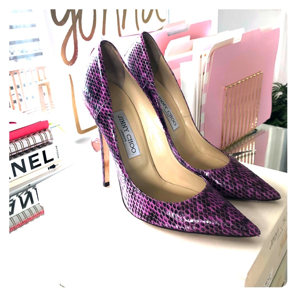 Jimmy Choo Anouk snake embossed pump in Orchid